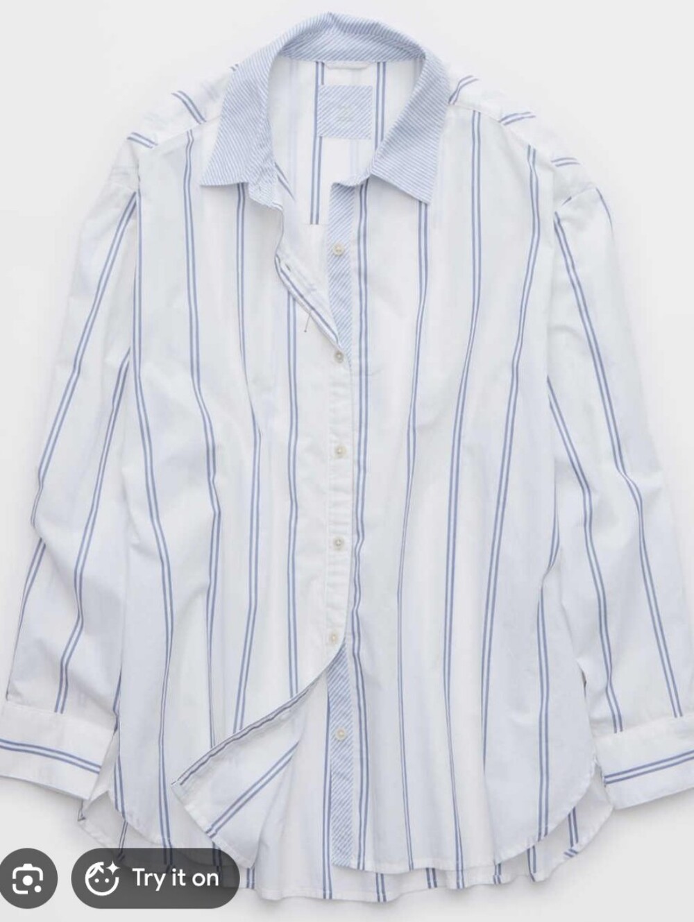 Aerie Shirt Mens Size S White Blue Cotton Buttondown Airy Summer Light
